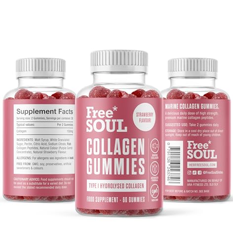 Collagen Gummies, Marine Collagen Supplement with Effective Type 1 Hydrolysed Collagen Peptides